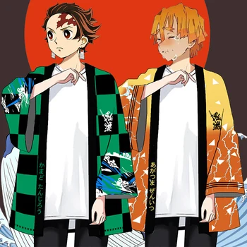 Anime Demon Slayer: Kimetsu No Yaiba Agatsuma Zenitsu Tanjirou Cosplay Yukata Kimono Cloak Men Women Outerwear Haori Coat Tops 
Anime Demon Slayer: Kimetsu No Yaiba Agatsuma Zenitsu Tanjirou Cosplay Yukata Kimono Cloak Men Women Outerwear Haori Coat Tops