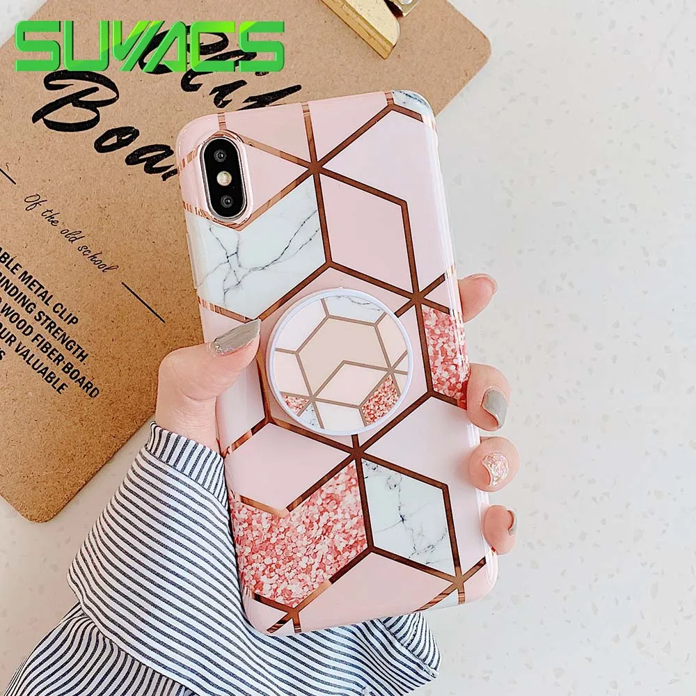 SUYACS Geometric Marble Flexible Stand Holder Case For iPhone XR 7 8 Plus For Samsung S10 For Huawei P30 Soft Phone Back Cover
SUYACS Geometric Marble Flexible Stand Holder Case For iPhone XR 7 8 Plus For Samsung S10 For Huawei P30 Soft Phone Back Cover