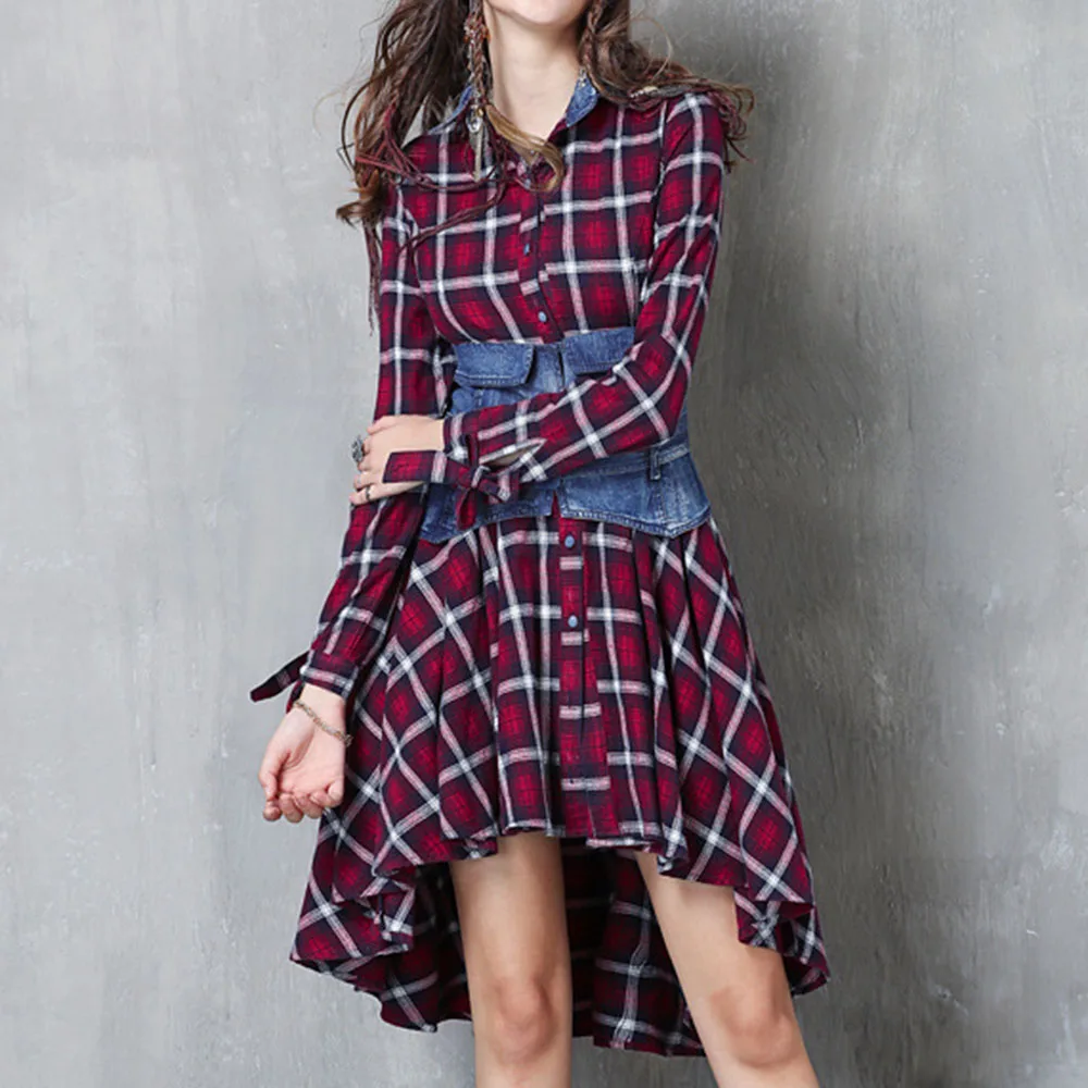 Goth Red Plaid Asymmetric Dress Women Gothic Denim Belt Patchwork Dresses 2020 Preppy Style Streetwear Office Vestidos
Goth Red Plaid Asymmetric Dress Women Gothic Denim Belt Patchwork Dresses 2020 Preppy Style Streetwear Office Vestidos