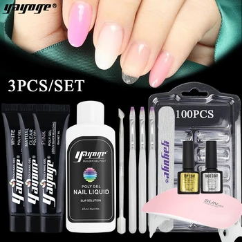 

Yayoge UK Shipping 15ml 3 PCS/SET Poly Gel Set Nail Polish For gel Extensions Quick Building UV Gel Varnish Hard Jelly Nail Art