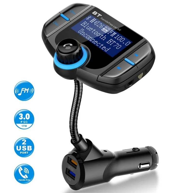 BT70 FM Transmitter Car Radio Bluetooth Kit Dual USB QC3.0 Wireless MP3 Player Charger Adapter Hands-free BT Tuner FM Modulator
BT70 FM Transmitter Car Radio Bluetooth Kit Dual USB QC3.0 Wireless MP3 Player Charger Adapter Hands-free BT Tuner FM Modulator