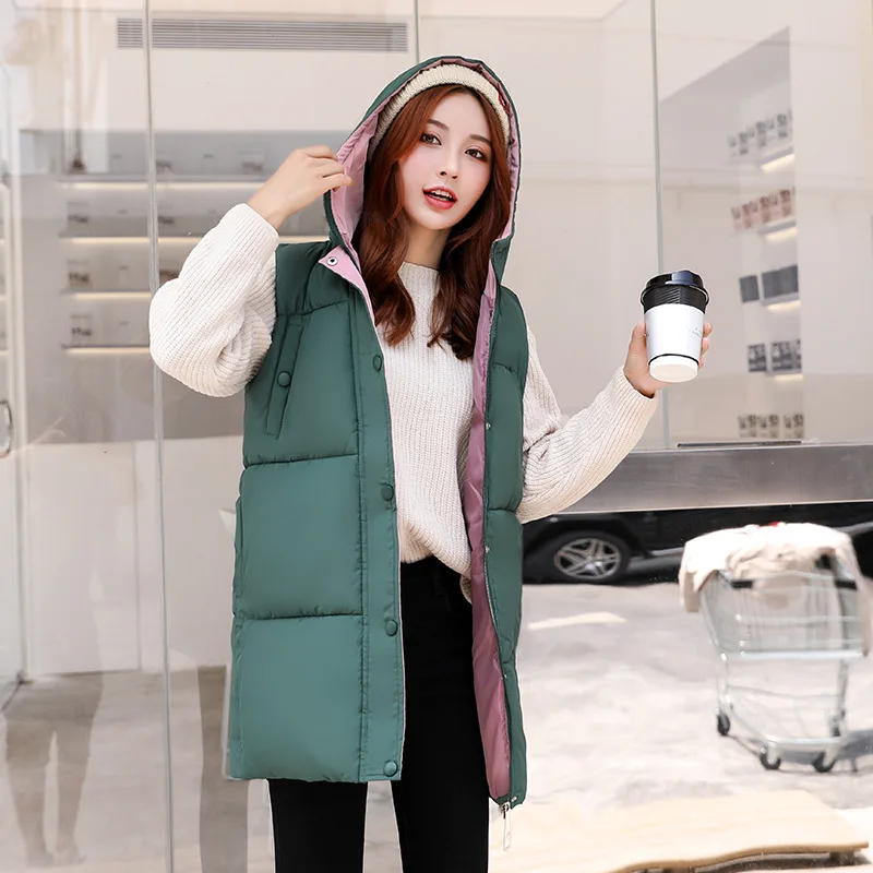 Autumn And Winter down Jacket Cotton-padded Clothes nv ma jia Korean-style Mid-length Hooded Loose-Fit Sleeveless Vest Waistcoat
Autumn And Winter down Jacket Cotton-padded Clothes nv ma jia Korean-style Mid-length Hooded Loose-Fit Sleeveless Vest Waistcoat