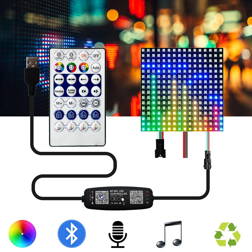 WS2812B светодиодный экран матрица Bluetooth музыка с микрофоном контроллер WS2812