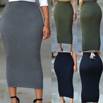 Thick High Waist Slim Skirt Women Bodycon Casual Stretch Long Maxi Pencil Skirt Summer Pure Colour Long Skirts 2019
Thick High Waist Slim Skirt Women Bodycon Casual Stretch Long Maxi Pencil Skirt Summer Pure Colour Long Skirts 2019