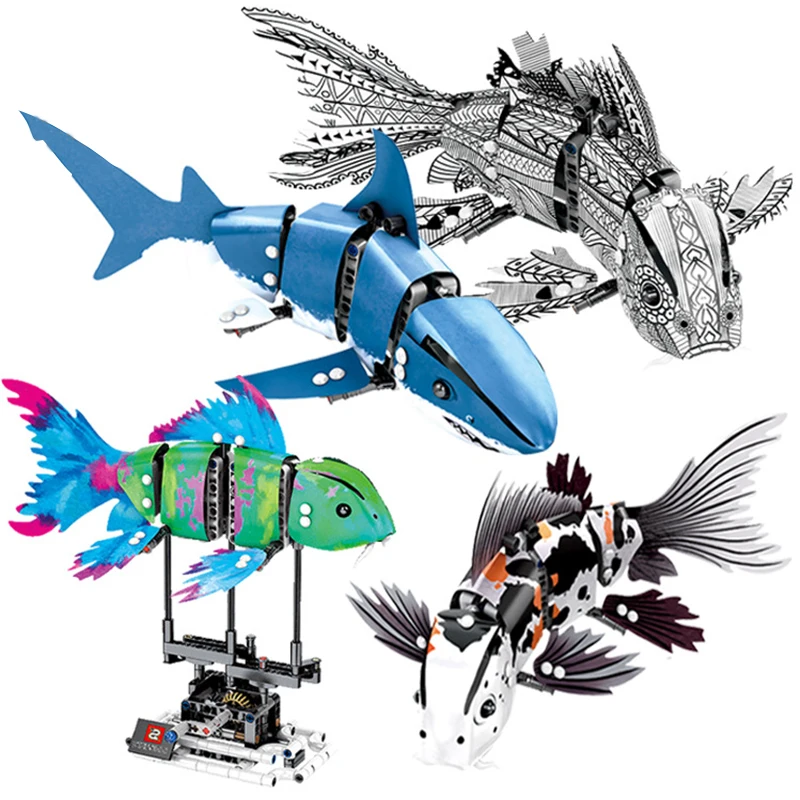 Animal Series Brocade Carp Deep Sea Shark Children Creative Technology Assembly Toy legoinglys Educating Children Christmas Gift
Animal Series Brocade Carp Deep Sea Shark Children Creative Technology Assembly Toy legoinglys Educating Children Christmas Gift