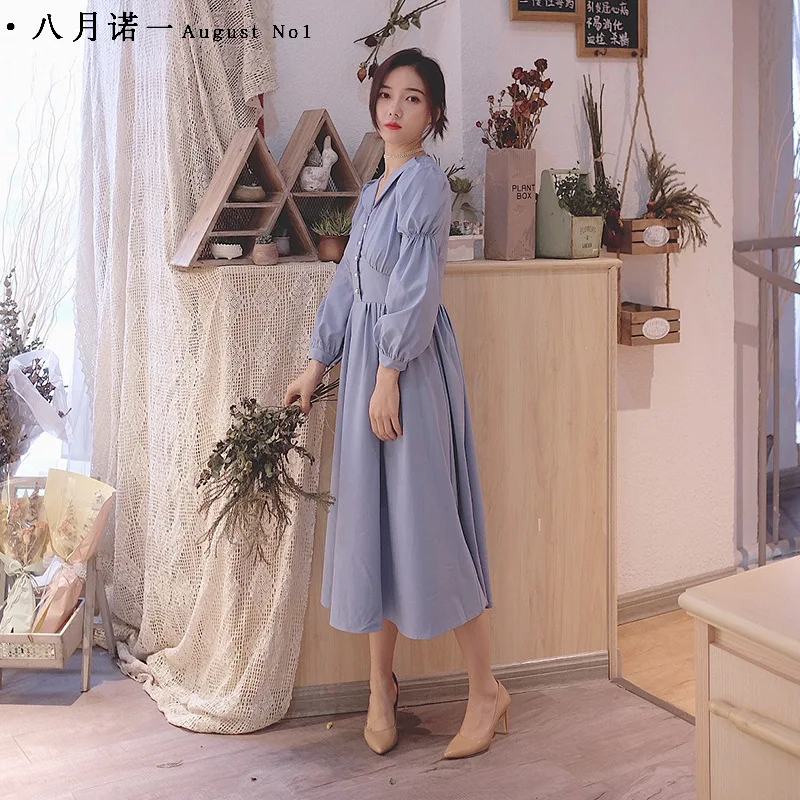 Retro Dress Hepburn Wind French GIRL'S Solid Color Blue Small Fragrant Buckle Fold-down Collar Dress French WOMEN'S Dress
Retro Dress Hepburn Wind French GIRL'S Solid Color Blue Small Fragrant Buckle Fold-down Collar Dress French WOMEN'S Dress