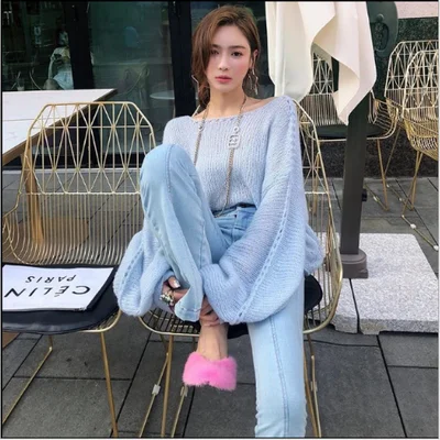 2019 New Autumn Winter Fashion Loose Knitted Sweater Lazy Light Blue Mink Cashmere Soft Warm Pullovers Casual Long Sleeve Jumper
2019 New Autumn Winter Fashion Loose Knitted Sweater Lazy Light Blue Mink Cashmere Soft Warm Pullovers Casual Long Sleeve Jumper