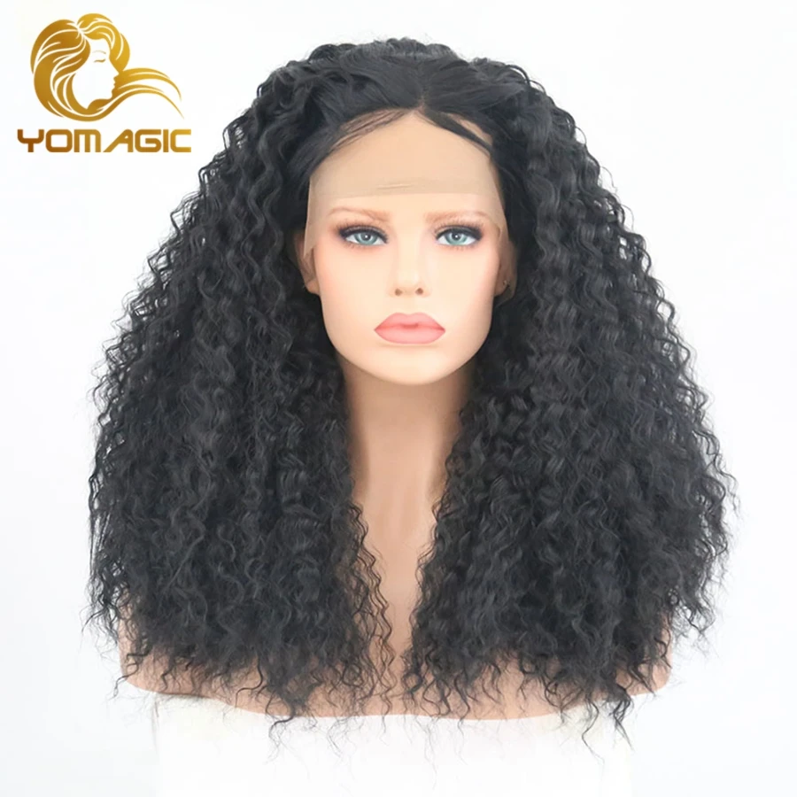 Yomagic кудрявый парик синтетические кружевные передние парики с детскими волосами
