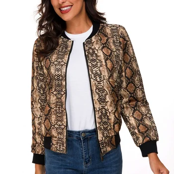 Autumn Zipper Coats Jackets For Women Long Sleeve Baseball Jacket Coat Femme Snake Skin Print Closure Street Wear Jackets
Autumn Zipper Coats Jackets For Women Long Sleeve Baseball Jacket Coat Femme Snake Skin Print Closure Street Wear Jackets