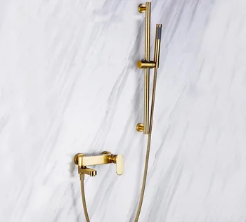 Bathroom Shower Faucet Set Wall Mounted Brushed Gold Shower Faucet, Bathroom Cold and Hot Bath and Shower Mixer Taps Brass 
Bathroom Shower Faucet Set Wall Mounted Brushed Gold Shower Faucet, Bathroom Cold and Hot Bath and Shower Mixer Taps Brass