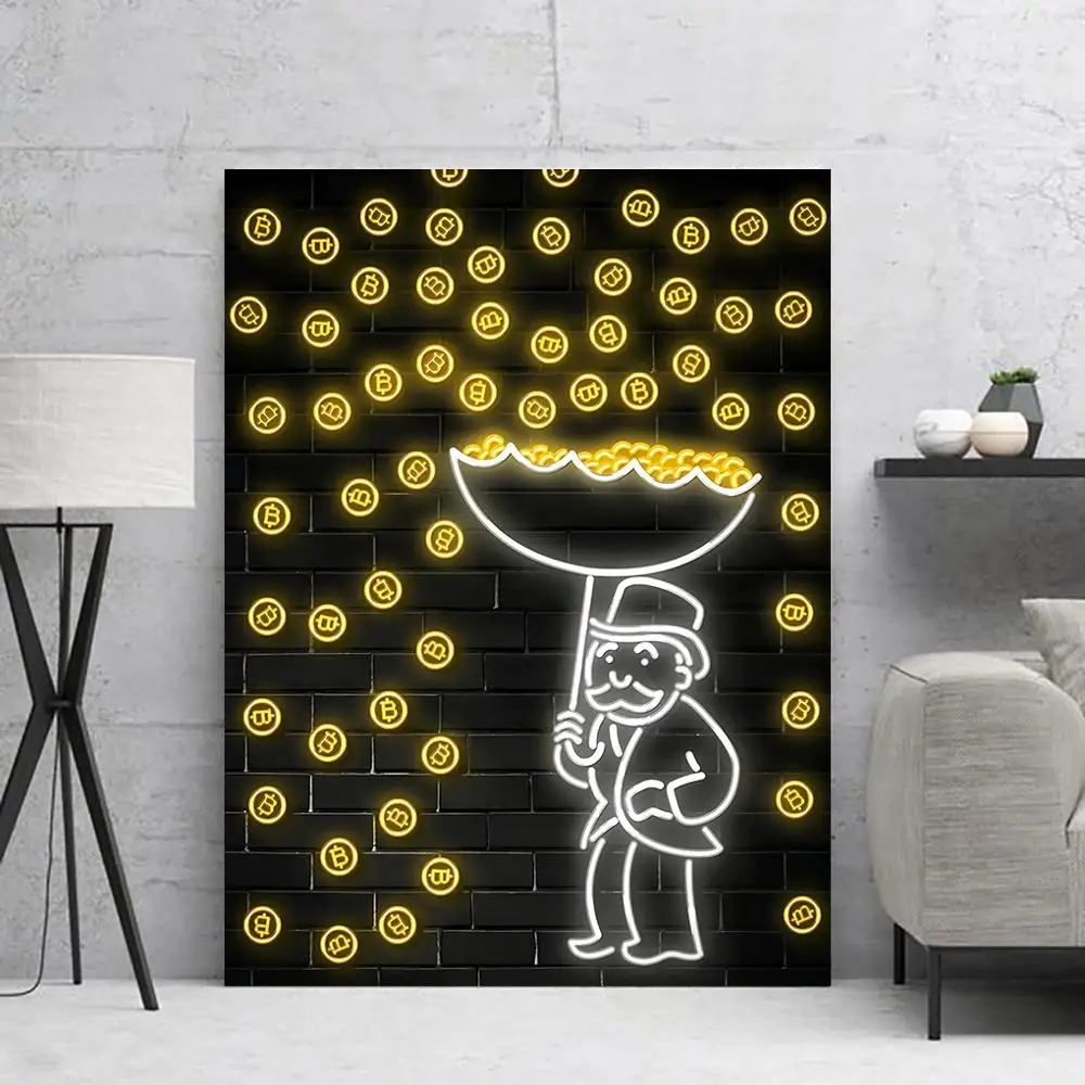 Home Decor Golden Money Rain Umbrella Canvas Painting Cartoon Pictures Wall Art HD Prints Fashion Bedroom Modular Poster Frame | Дом и сад
