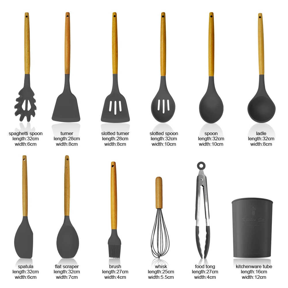6Color Silicone Cooking Utensils Set Non-stick Spatula Shovel Wooden Handle Cooking Tools Set With Storage Box Kitchen Tools 6Color Silicone Cooking Utensils Set Non-stick Spatula Shovel Wooden Handle Cooking Tools Set With Storage Box Kitchen Tools