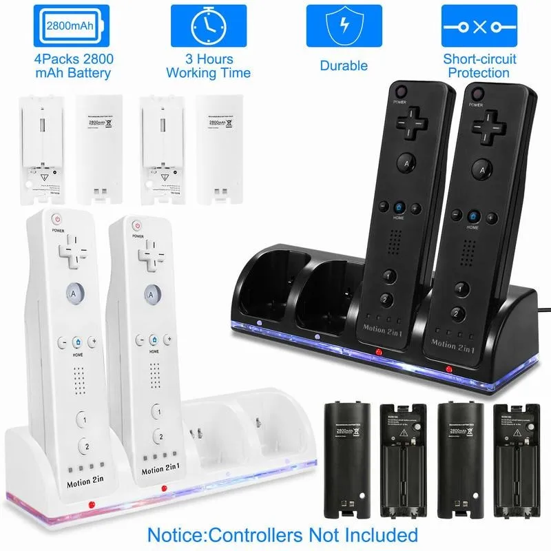 2 4 Charge Dock and Rechargeable Batteries chargers Remote Controller charging dock station Gamepad chargers For Nintendo Wii
2 4 Charge Dock and Rechargeable Batteries chargers Remote Controller charging dock station Gamepad chargers For Nintendo Wii