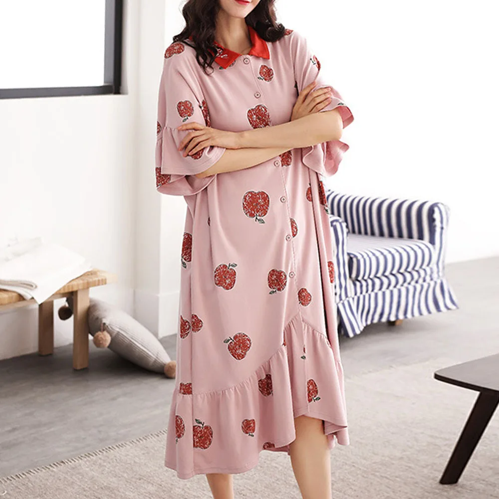 Cartoon Nightdress Ladies Summer Short-sleeved Cotton Plus Size Pajamas Preppy Style Girls Home Clothing Lounge Nightgowns
Cartoon Nightdress Ladies Summer Short-sleeved Cotton Plus Size Pajamas Preppy Style Girls Home Clothing Lounge Nightgowns