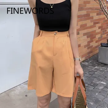 FINEWORDS 2020 Korean Loose Casual Summer Shorts Wide Leg Orange High Waist Shorts Vintage Knee Length Plus Size Ladies Shorts 
FINEWORDS 2020 Korean Loose Casual Summer Shorts Wide Leg Orange High Waist Shorts Vintage Knee Length Plus Size Ladies Shorts