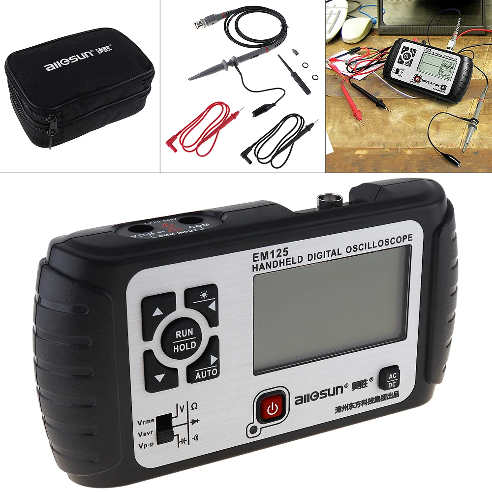 EM125 2In1 Portable Multifunction LCD Display Handheld Oscilloscope with LED Backlight Support Digital Multimeter Function
EM125 2In1 Portable Multifunction LCD Display Handheld Oscilloscope with LED Backlight Support Digital Multimeter Function