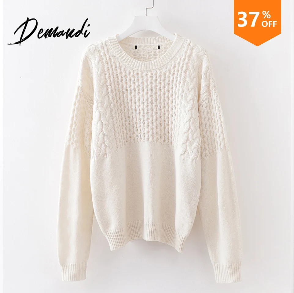 DEMANDI Sweaters Women's Warm Pullovers 2019 Simple Pure Autumn New Women's Long-sleeved Twist-pull White Shirt Knitted Sweaters
DEMANDI Sweaters Women's Warm Pullovers 2019 Simple Pure Autumn New Women's Long-sleeved Twist-pull White Shirt Knitted Sweaters