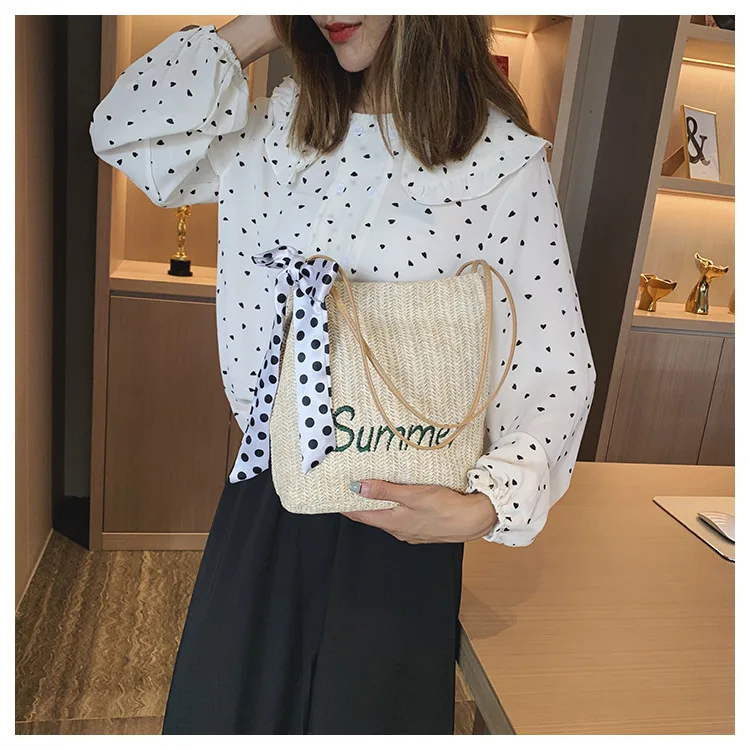 Straw Bag Women's 2019 New Style Summer Korean-style Versatile Casual Shoulder Bag Simple Hipster Silk Scarves Bucket Bag
Straw Bag Women's 2019 New Style Summer Korean-style Versatile Casual Shoulder Bag Simple Hipster Silk Scarves Bucket Bag