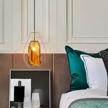 

Crystal LED Pendant Light Fixtures Creative Iron Hanging Lamp Nordic Bedroom Pending Lighitng Beside Dining Luminaire Suspendu