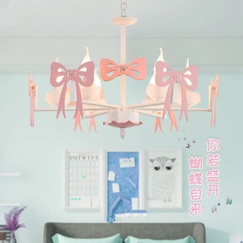 Nordic modern simple pink bow chandelier Girl Bedroom Princess Room children's room lamp creative color LED Candle Chandelier
Nordic modern simple pink bow chandelier Girl Bedroom Princess Room children's room lamp creative color LED Candle Chandelier