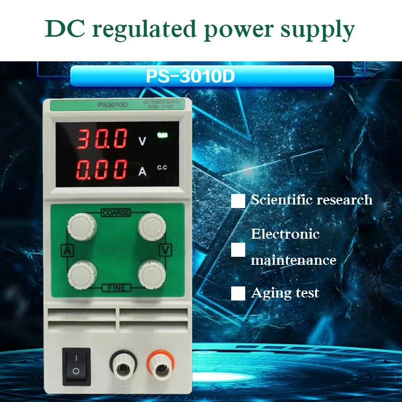 DC Power Supply Switch Laboratory 30V10A Single Regulator Mini Input Voltage AC 110V/220V/50/60Hz PS 3010D Adjustable 3 Digital
DC Power Supply Switch Laboratory 30V10A Single Regulator Mini Input Voltage AC 110V/220V/50/60Hz PS 3010D Adjustable 3 Digital