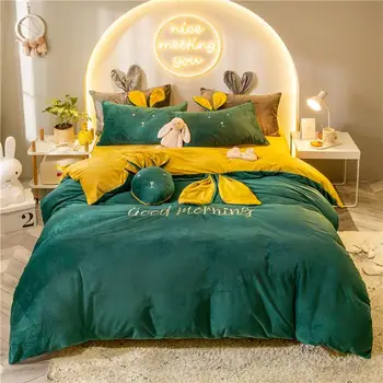 Green Blue Pink Yellow Girl Bedding Set Big Ear Rabbit Embroidery Warm Flannel Fleece Duvet Cover Bed Sheet/Linen Pillowcases
Green Blue Pink Yellow Girl Bedding Set Big Ear Rabbit Embroidery Warm Flannel Fleece Duvet Cover Bed Sheet/Linen Pillowcases