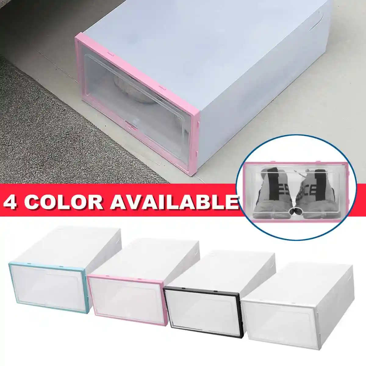 dustproof shoes box multifunction container holder transparent 3