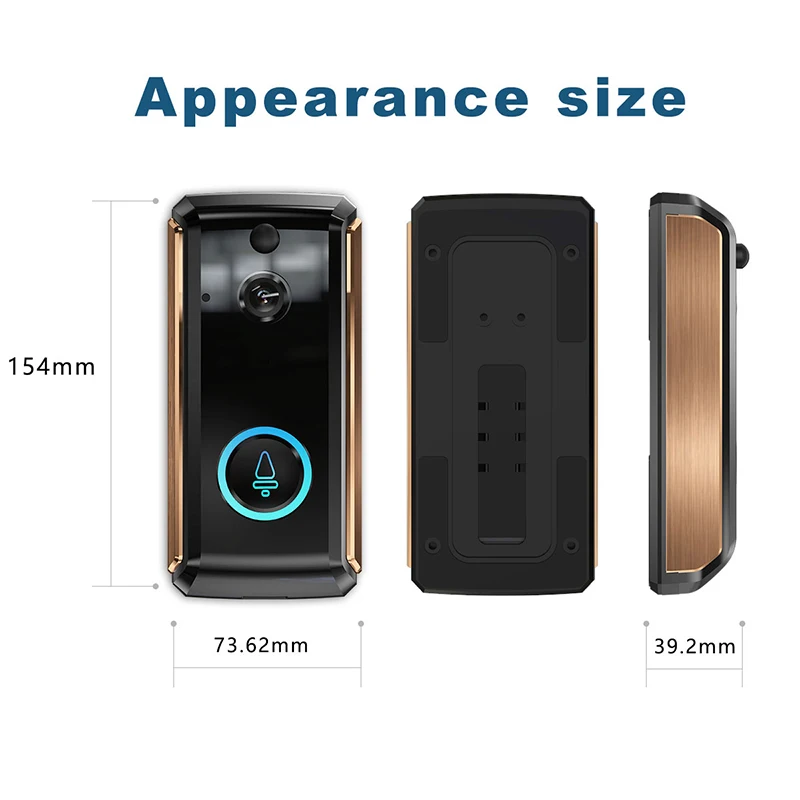 1*Smart Doorbell 1080P Wireless Visual Home Alarm WiFi Phone Remote Control Durable Doorbell
1*Smart Doorbell 1080P Wireless Visual Home Alarm WiFi Phone Remote Control Durable Doorbell