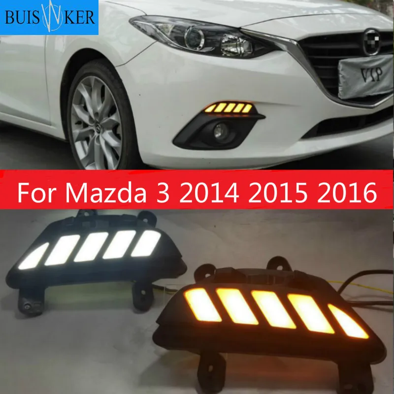 

Дневные ходовые огни 12В светодиодный динамический сигнал поворота реле Водонепроницаемый дневные ходовые огни светильник противотуманных фар украшения для Mazda 3 2014 2015 2016