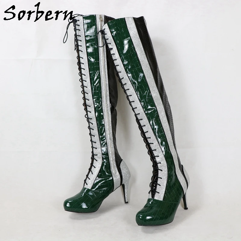 Sorbern Made-To-Order Green Crocodile Boots Women Crotch Thigh High Black Snake Glitter High Heels Platform Invisible Unisex
Sorbern Made-To-Order Green Crocodile Boots Women Crotch Thigh High Black Snake Glitter High Heels Platform Invisible Unisex