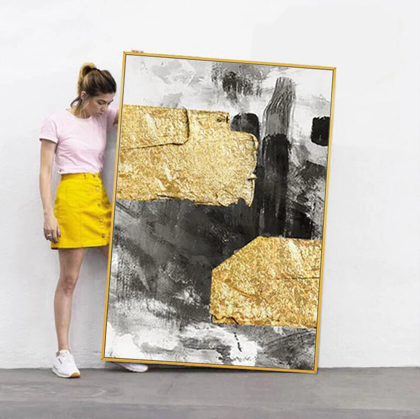 Great Artist Hand-painted High Quality Gold Abstract Oil Painting on Canvas Beauty Golden Foil Abstract Painting for Living Room
Great Artist Hand-painted High Quality Gold Abstract Oil Painting on Canvas Beauty Golden Foil Abstract Painting for Living Room