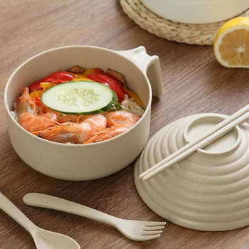 Simple wheat straw tableware single bowl and chopsticks set student lunch box with lid Japanese instant noodle bowl LB82203
Simple wheat straw tableware single bowl and chopsticks set student lunch box with lid Japanese instant noodle bowl LB82203