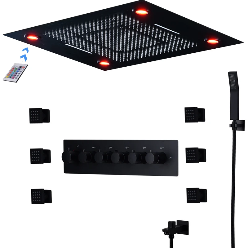 2019 Modern Matt Black Shower Set Concealed Ceiling Massage Large Rain Waterfall Shower Panel Head Thermostatic High Flow Shower
2019 Modern Matt Black Shower Set Concealed Ceiling Massage Large Rain Waterfall Shower Panel Head Thermostatic High Flow Shower
