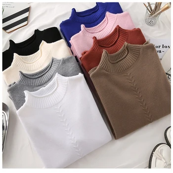 Sweet Solid Sweater Women Turtleneck Knitted Pullover Winter Korean Loose Sweater Harajuku Casual Thick Knit Female Sweater
Sweet Solid Sweater Women Turtleneck Knitted Pullover Winter Korean Loose Sweater Harajuku Casual Thick Knit Female Sweater