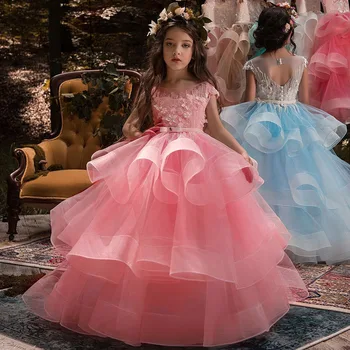 Pink Flower Girl Dresses For Weddings Ball Gown Cap Sleeves Tulle Beaded Tiered Long First Communion Dresses For Little Girls 
Pink Flower Girl Dresses For Weddings Ball Gown Cap Sleeves Tulle Beaded Tiered Long First Communion Dresses For Little Girls