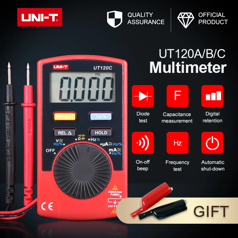 UT120A/UT120B/UT120C Pocket Size Digital Multimeter Auto power off Auto range 4000 display count for DIYers and Engineer
UT120A/UT120B/UT120C Pocket Size Digital Multimeter Auto power off Auto range 4000 display count for DIYers and Engineer