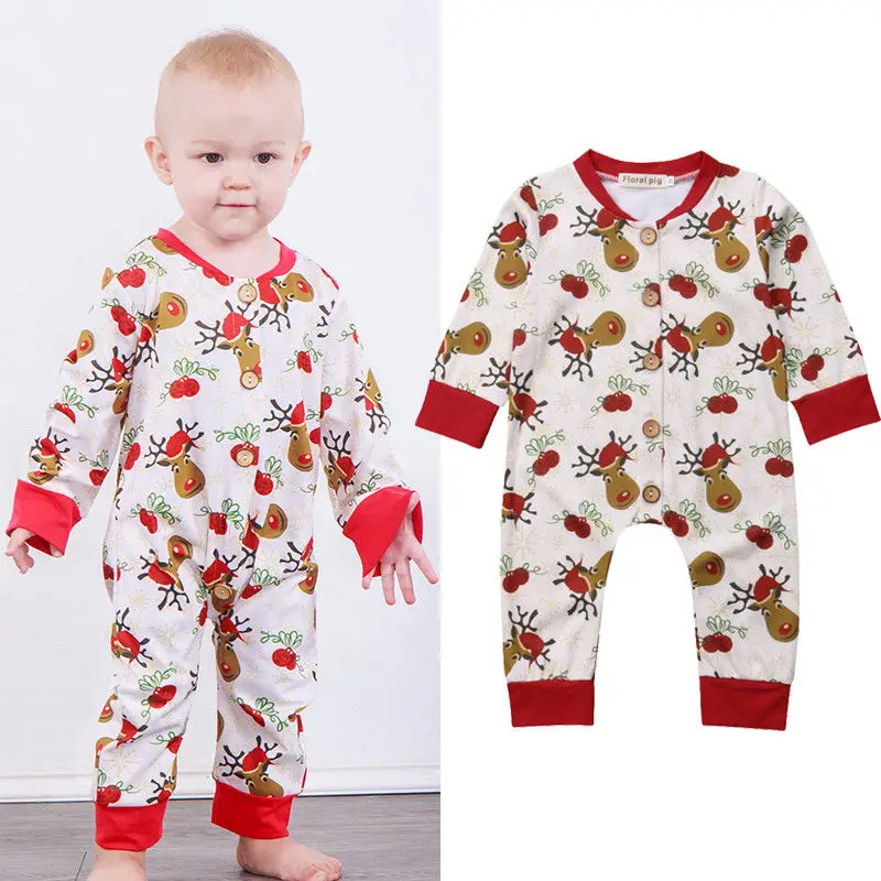 Фото XMAS Infant Baby Boy Girl Romper Jumpsuit Playsuit One Piece Costume Spring Autumn New Arrival Warm Clothes | Детская одежда и