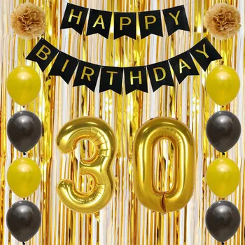 14pcs 18 20 30 40th Birthday Party Number Foil Balloons Party Decoration Black Gold Latex Air Globos Rain Curtain Paper Flower
14pcs 18 20 30 40th Birthday Party Number Foil Balloons Party Decoration Black Gold Latex Air Globos Rain Curtain Paper Flower