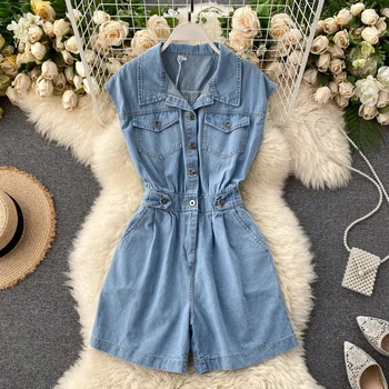 Women Streetwear Jeans Jumpsuits New 2020 Summer Single Breasted Turn Down Collar Shorts Rompers Woman Denim Overalls Playsuits
Women Streetwear Jeans Jumpsuits New 2020 Summer Single Breasted Turn Down Collar Shorts Rompers Woman Denim Overalls Playsuits