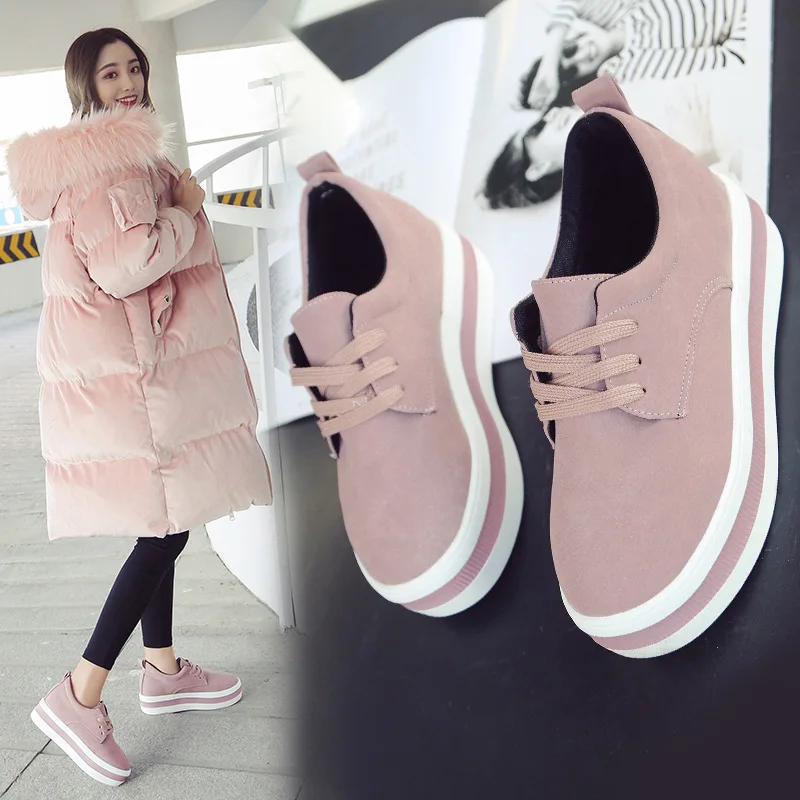 

Women Flats Sneakers Shoes Spring Moccasin Fashion Creepers Shoes Lady Loafers Ladies Slip On 5CM Platform Shoes 2019