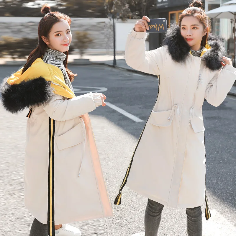 Mid-length Cotton-padded Clothes/Cotton Coat Color Large Fur Collar Hooded Zipper Warm Comfortable Versatile 2018 Winter 
Mid-length Cotton-padded Clothes/Cotton Coat Color Large Fur Collar Hooded Zipper Warm Comfortable Versatile 2018 Winter