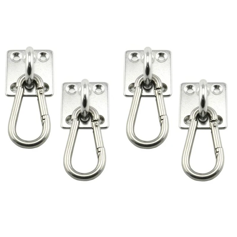 4 Pcs Ceiling and Wall Hanging Hardware Accessory 304 Stainless Steel Eye Hook Plate Buckle for Yoga Hammock Swing Boat | Спорт и