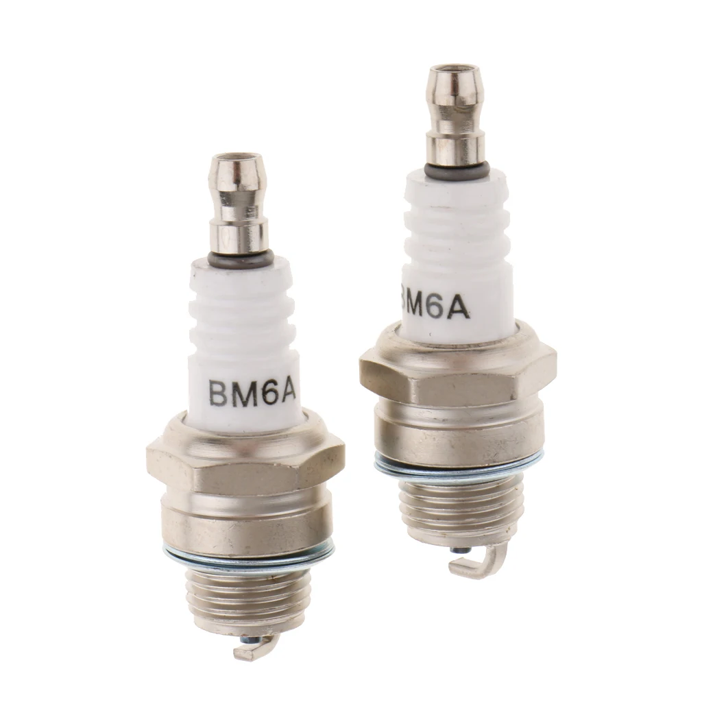 Universal BM6A Spark Plugs for Lawnmowers, Strimmers, Trimmers & Chainsaws - Pack of 2