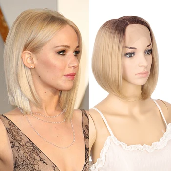 DIANQI 11"Bob Short Wig Synthetic Side Part Lace Front Wig Straight Bob with tail curls Short Hair black golden Wig for women
DIANQI 11"Bob Short Wig Synthetic Side Part Lace Front Wig Straight Bob with tail curls Short Hair black golden Wig for women