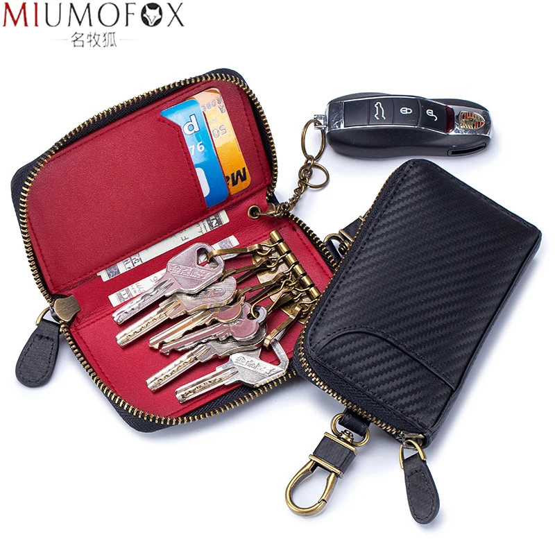 Brand Genuine Leather Men Key Holder Fashion Carbon Fiber Pattern Multi-function Household Key Organizer Wallet with Card Pocket
Brand Genuine Leather Men Key Holder Fashion Carbon Fiber Pattern Multi-function Household Key Organizer Wallet with Card Pocket