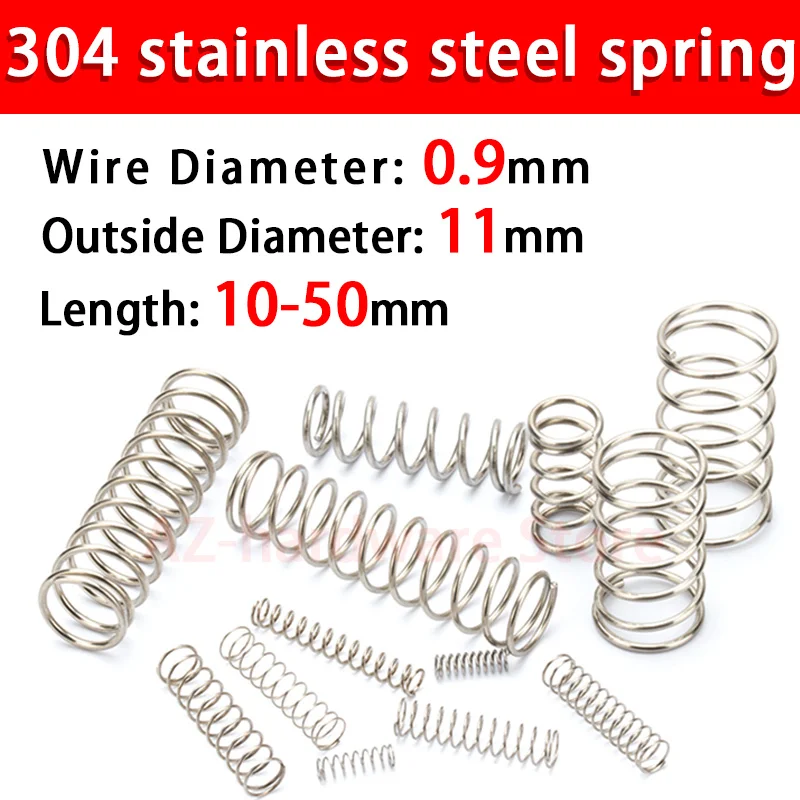 304 stainless steel compression spring return spring steel Wire Diameter 0.9mm outside diameter 11mm pressure spring 10 Pcs 
304 stainless steel compression spring return spring steel Wire Diameter 0.9mm outside diameter 11mm pressure spring 10 Pcs