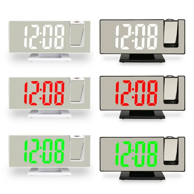 

LED Mirror Digital LCD Projection Alarm Clock Table Electronic Clocks Brightness Adjustment Desk Table Clock Desktop Watches