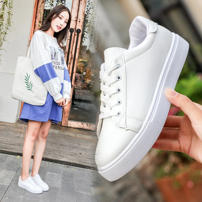 2019 New spring autumn lace-up white shoes woman PU Leather solid color shallow female shoes casual women sneakers
2019 New spring autumn lace-up white shoes woman PU Leather solid color shallow female shoes casual women sneakers