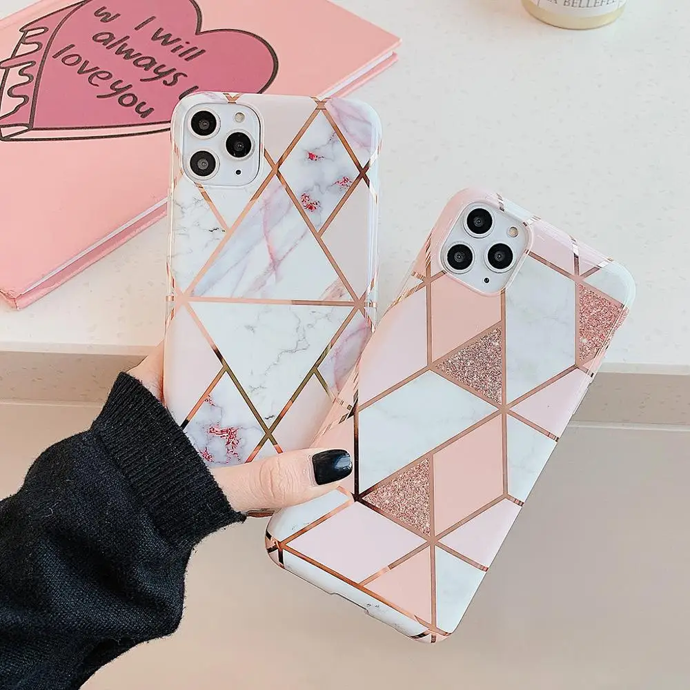 Plating Geometric Marble Phone Case For iphone 11 promax Glossy Soft IMD Phone Back Cover for iphone 8 7 6plus X XS phone case
Plating Geometric Marble Phone Case For iphone 11 promax Glossy Soft IMD Phone Back Cover for iphone 8 7 6plus X XS phone case