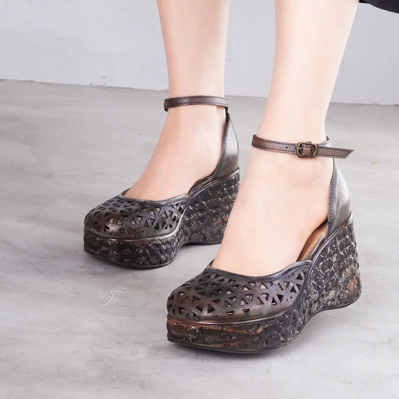 Tenige Season Thick Bottom Sandals Slope Hollow Out Genuine Leather Women's Belt Buckle Gao With Cowhide Shoes
Tenige Season Thick Bottom Sandals Slope Hollow Out Genuine Leather Women's Belt Buckle Gao With Cowhide Shoes